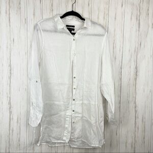 Tahari 100% linen white button down top 1X